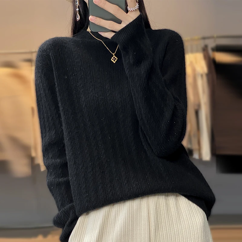 Новинка Осень/Зима 2023 популярный женский вязаный пуловер из чистой шерсти со
