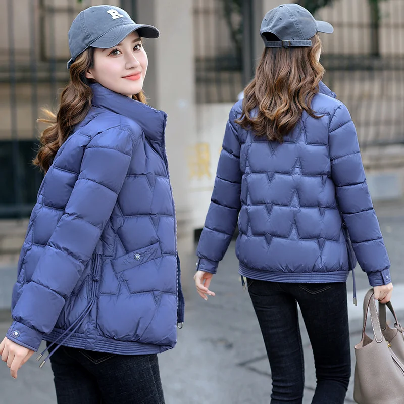 Cotton jacket women's short style new Korean stand collar cotton jacket with flesh covering and slimming autumn and winter coat
