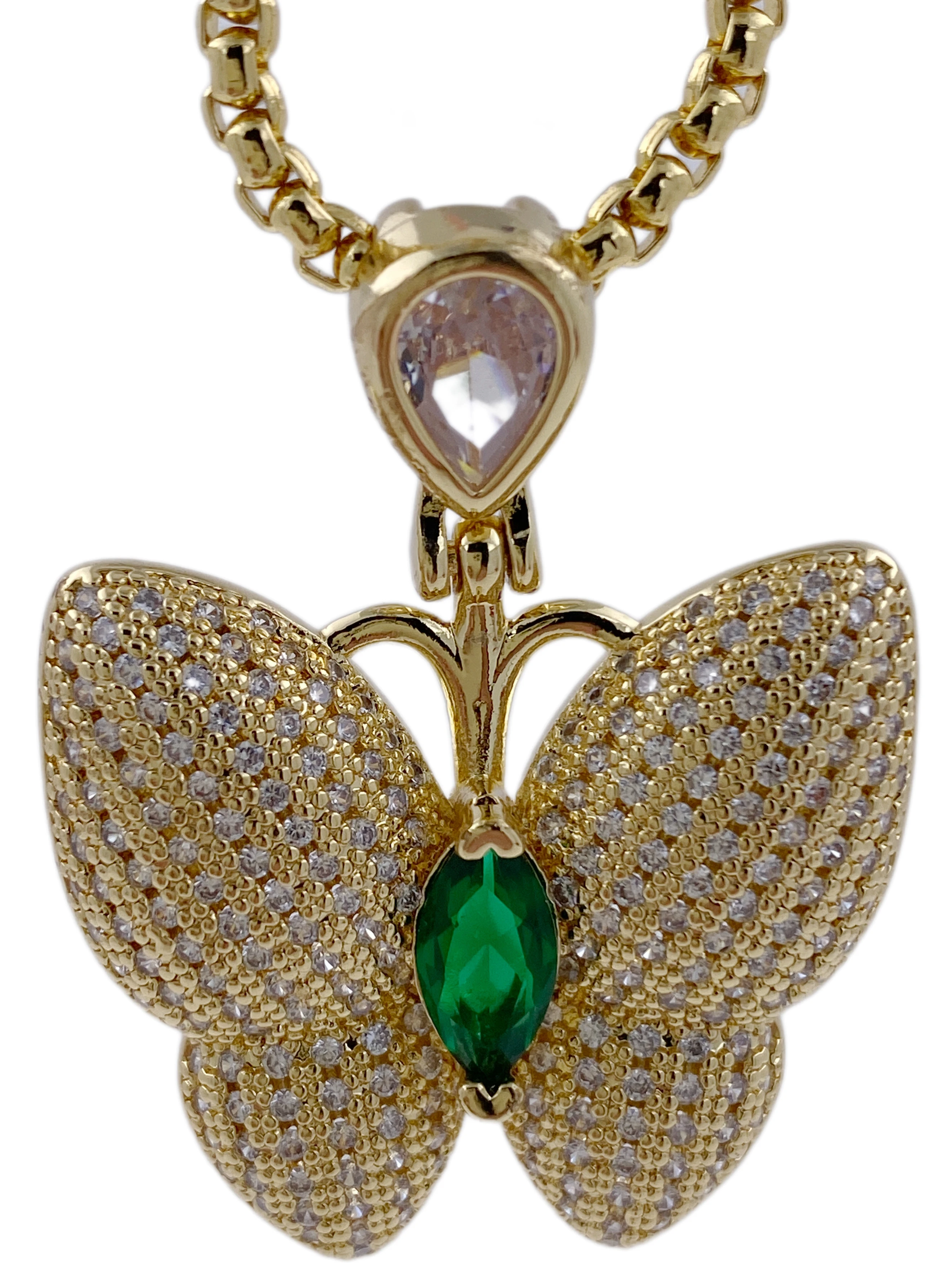 Luxury Butterfly Necklace for Women Micro Paved CZ Stone Long Chain Necklace Party Fashion Jewelry Fancy Gift