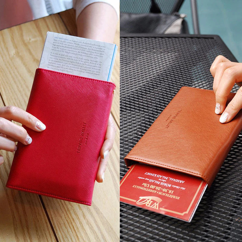 Durable PU Leather Passport and Credit Card Holder Cover Case for Women Men RFID Blocking Travel Wallet Gift Korea Style