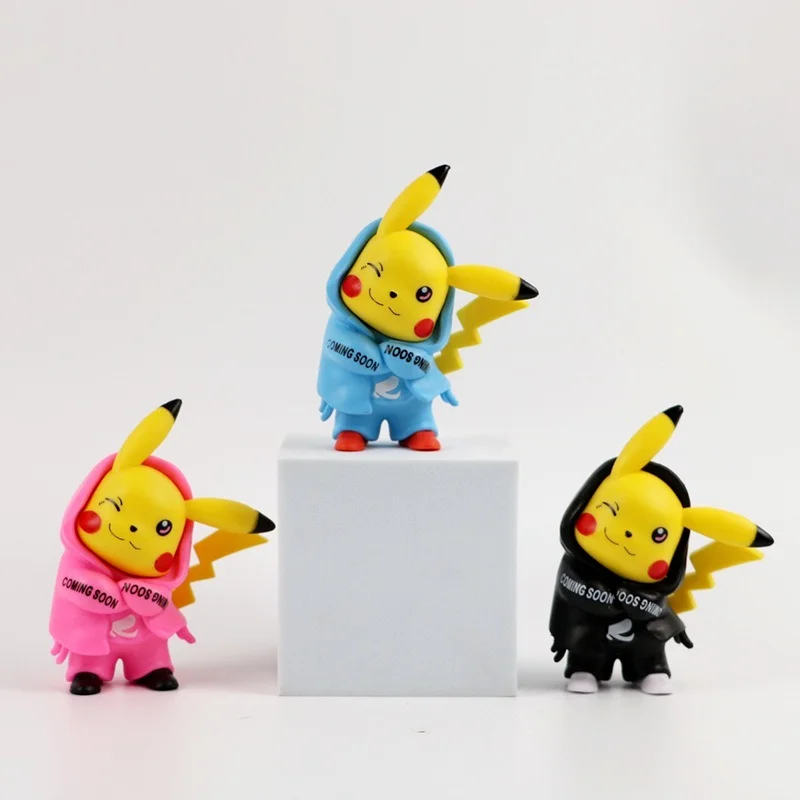 Модная черная розовая синяя мультяшная кукла Pokemon Pikachu украшение для автомобиля