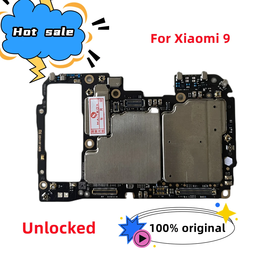 100% Unlocked MainBoard Good Tested  For Xiaomi 9  Motherboard Logic Board With Full Chips Circuits Flex Cable Good Work enlarge
