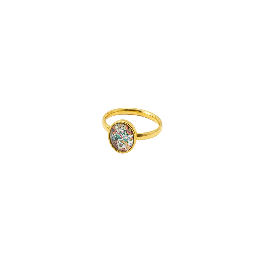 

Custom Flower Pattern Glass Ring For Women Men Fashion Stainless Steel Couple Jewelry Wedding Bands Top Sales With Free Shipping