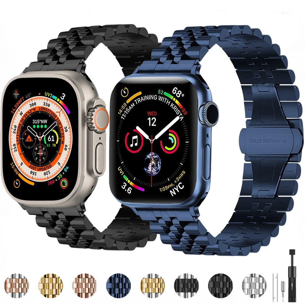 

Stainless Steel Wristband for Apple Watch Ultra 49mm 8 7 45mm 41mm Metal Bracelet for iWatch Series 6 5 4 3 44mm 40mm 42mm 38mm