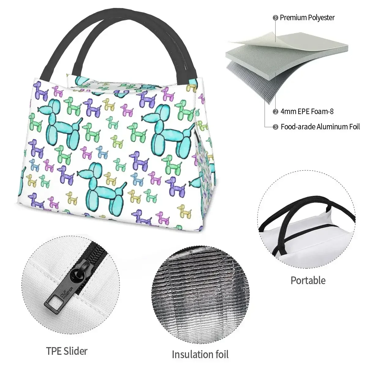 Сумка для ланча с разноцветными воздушными шарами винтажный офисный портативный