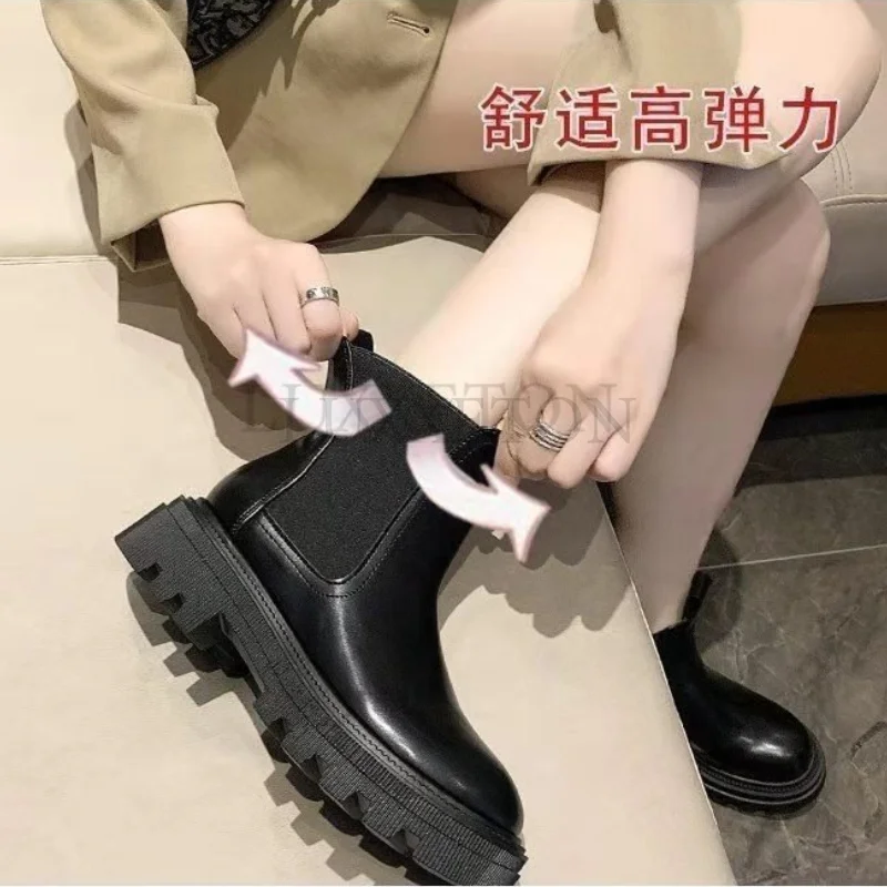 Women Platform Brown Black Chelsea Boots Low Rise Vintage Shoes Fur Thick Soled Sneakers Punk Gothic Shoes New Products Come To