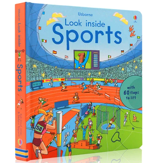 

Look Inside Sports Usborne English Cardboard Book for Kids Learning Science Knowledge Activity Reading Big Size 23.5X26.5cm