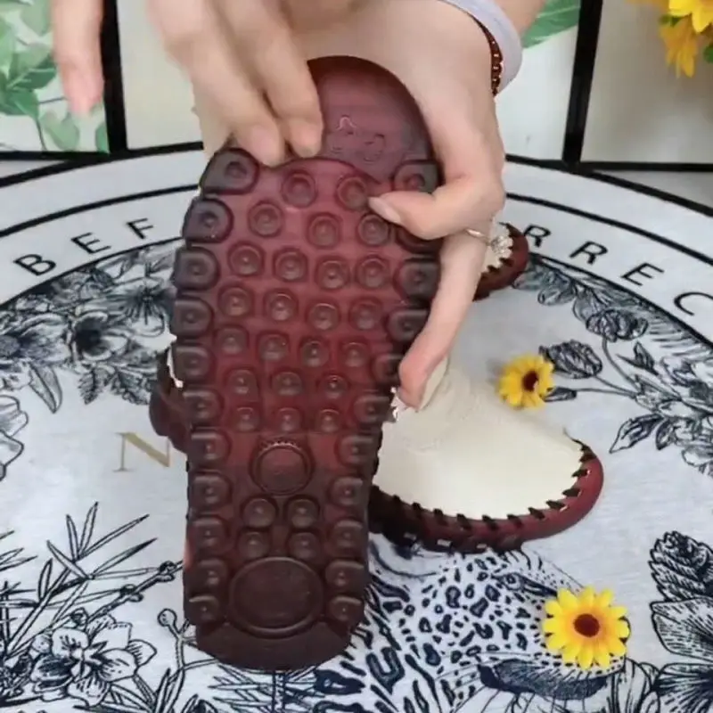 Casual women's shoes spring and autumn new flat-soled soft-soled mother shoes hand-sewn large size ankle boots work shoes