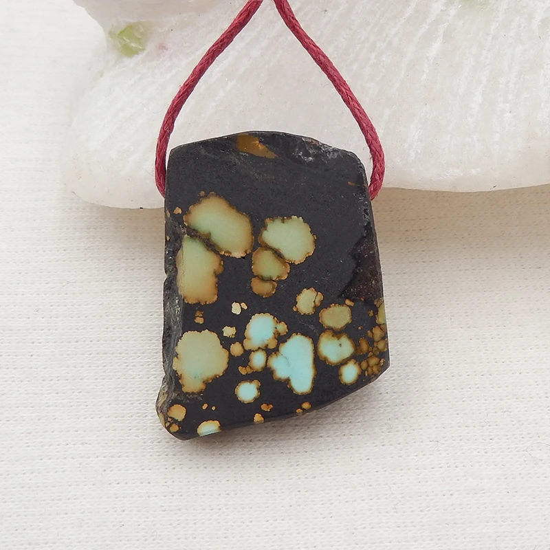 Natural Stone Turquoise Nugget Pendant Bead,26x21x5mm,6g Semiprecious Fashion Jewelry Necklace Accessories