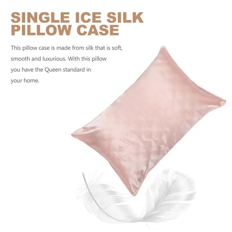 

2Pc Silk Pillow Case Ice Silk Mulberry Pillowcase Cover Square Pillow Cover Plain Color Pillow Home (Pink)