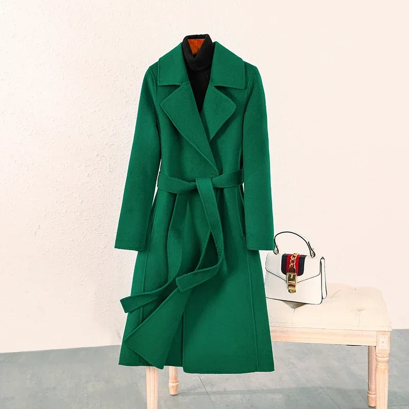 

2023 Autumn And Winter New Double Sided Woolen Coat Women's Mid Length Slim Fit Fashion Woolen Coat
