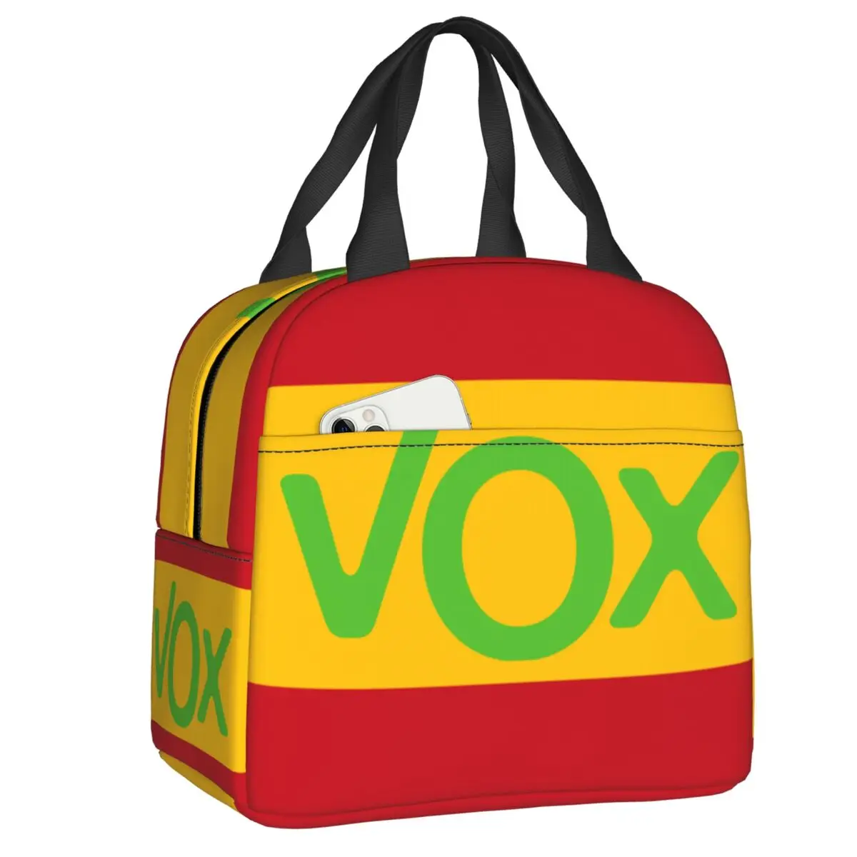 

Espana Vox Logo Thermal Insulated Lunch Bag Women Spain Spanish Flag Lunch Container for Outdoor Picnic Food Tote Box
