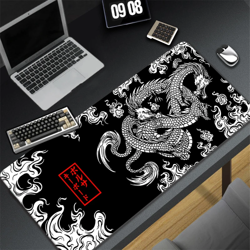 

Master of The Devil Mouse Pad Black and White Dragon Gaming Keyboard Rubber Pad on The Table Desk Mat Anime Mouse Mat Pc Rug