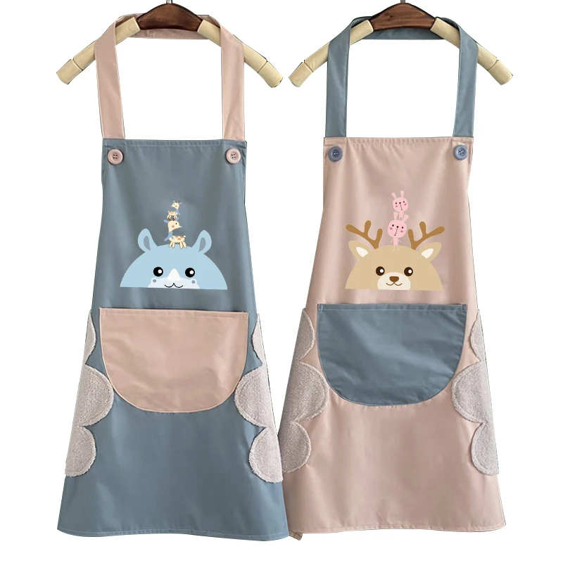 

Apron women's fashion home kitchen waterproof and oil-proof adult work clothes cute Korean version Japanese men's custom LOGO