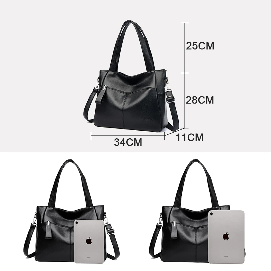 2023 Luxury Casual Women's Shoulder Messenger Bags Simple Fashion Large Capacity Soft Leather Ladies Tote Bag Handbag Sac A Main