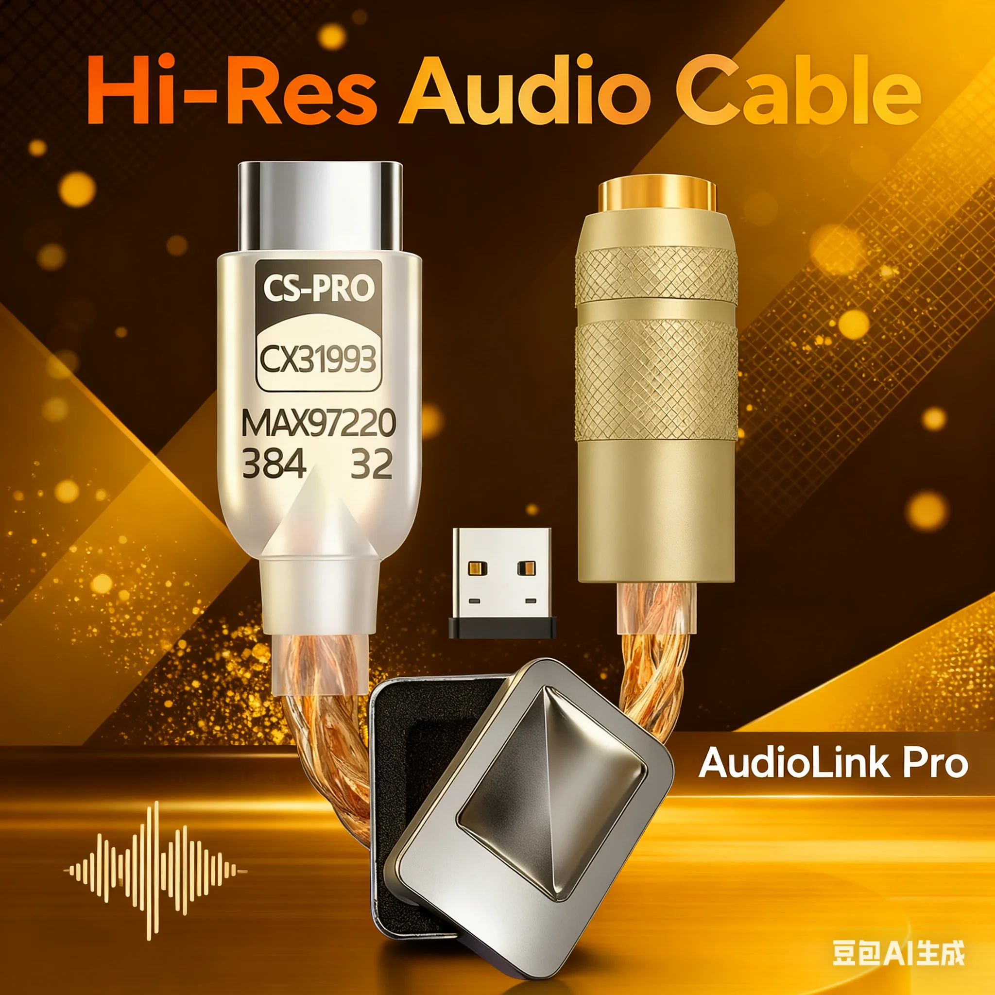 Фото Кабель усилителя для наушников Hi-Res USB-C ЦАП с 8-ядерным OCC медным + серебряным гибридным проводом, с CX31993 + MAX97220 №2