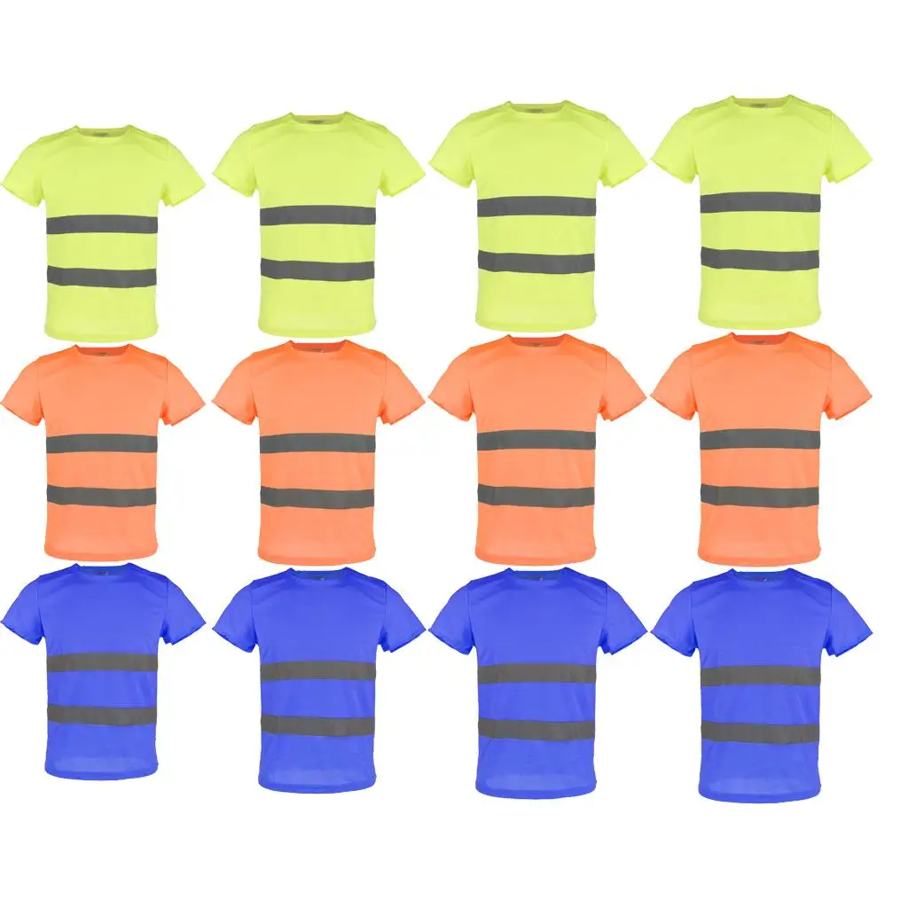EN471 Мужская футболка с высокой видимостью и круглым вырезом со светоотражающей