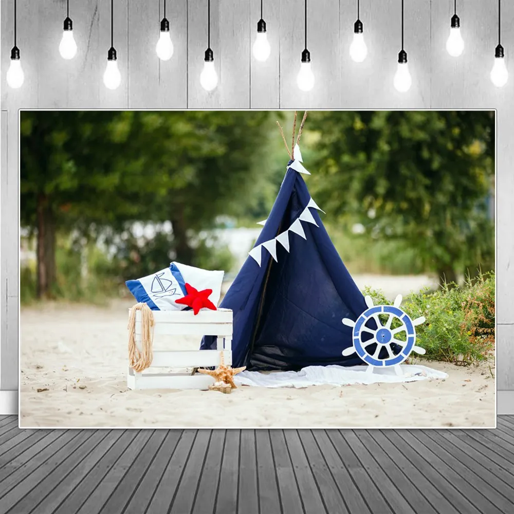 

Фоны для фотосъемки детей с изображением деревьев пляжа песка палатки огней звезд дня рождения