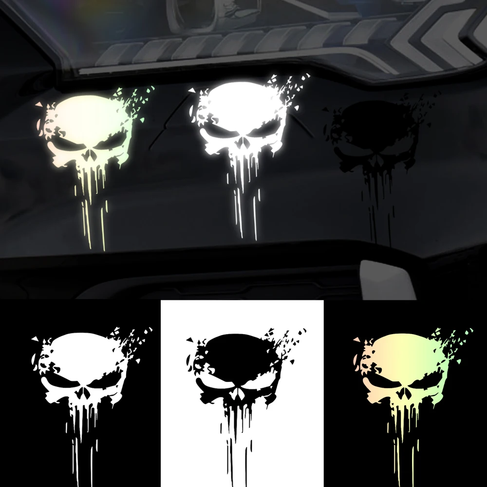 

10x15cm Car Skull Stickers Car Body Decals Stickers Exterior Decoration Car Styling Stickers Reflective Decal Motorcycle Sticker