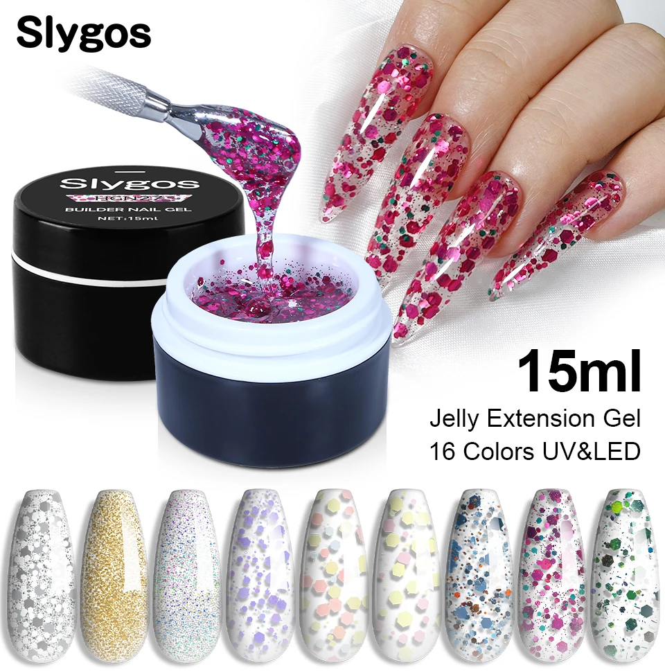 

Гель для наращивания ногтей с блестками, 15 мл, 28 цветов