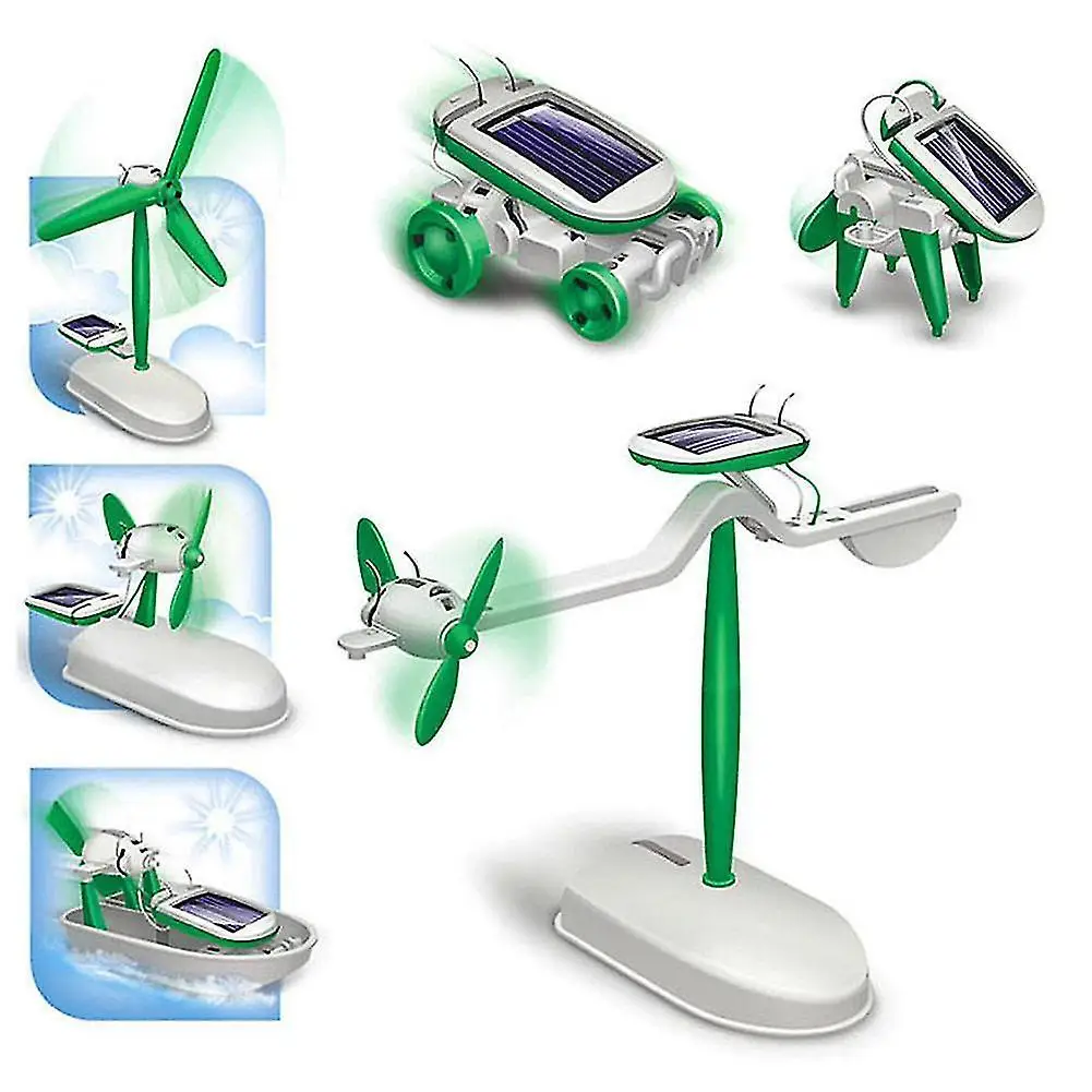 Совершенно новый набор игрушек 3D «сделай сам» на солнечной батарее 6 в 1, Обучающий робот, автомобиль, лодка, собака, веер, самолет, щенок, пода...