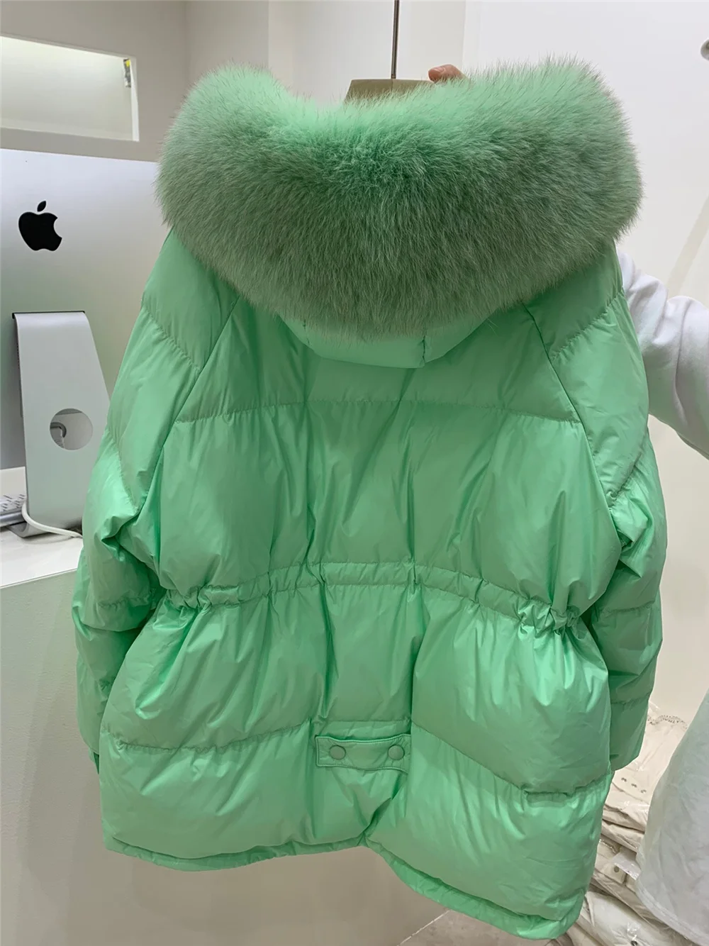 Furyoume New Winter Women White Duck Down Jacket Real Large Fox Fur Collar Coat Thick Warm Streetwear Female Parka Snow Outwear