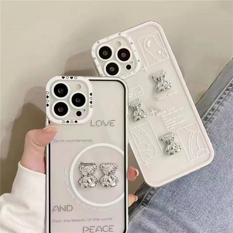 

Case For Huawei Y7P Nova 3I 5I 6SE 6 9 SE P30 40 Lite Honor 9X 9X Pro 9C 20 Shell Sweet Bear Frame Pink Backpack Duck 3D