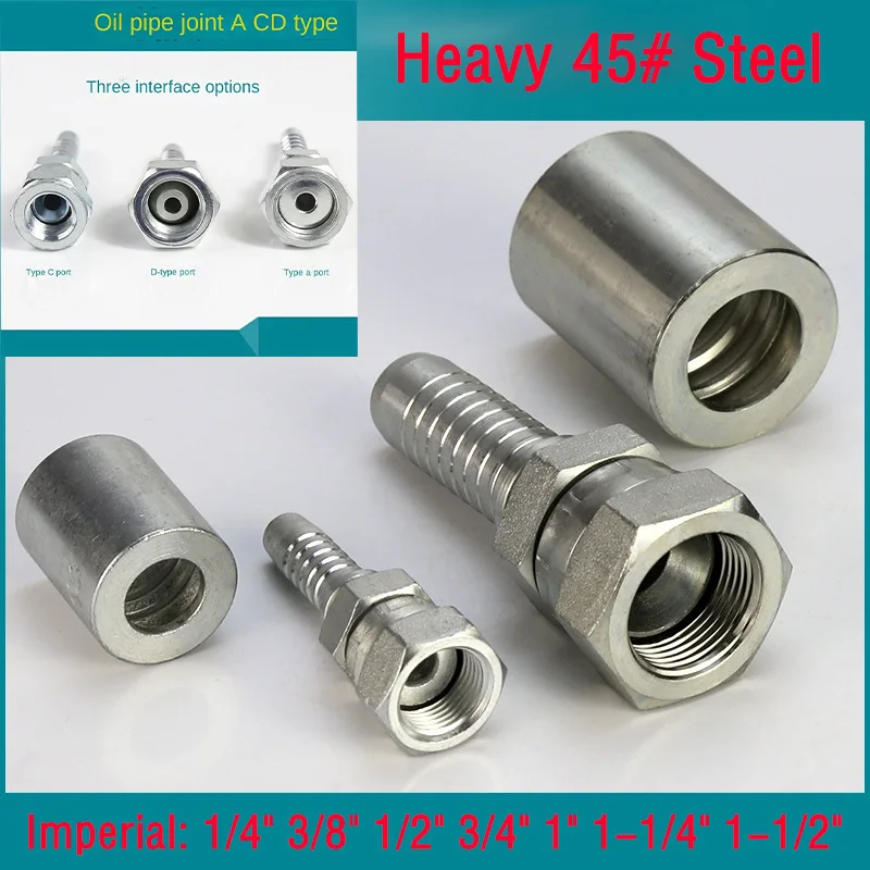 

Imperial 45 # Steel 1/4" 3/8" 1/2" 3/4"1"BSP Thread Hydraulic Cone Hose End High Pressure Oil Pipe Connectors6mm-32mm Barbed