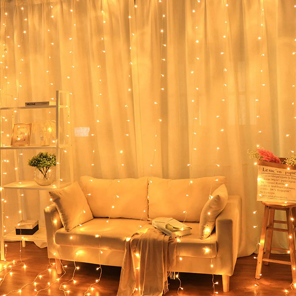 

Hot Sale Fairy Garland LED Curtain Lamp String Icicle Light European Standard 8 Mode EU Plug Xmas Home Window Party Decoration