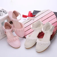 2022 new fashion dress shoes korea sandals comfortable pearl soft lace bottom christening shoes flower bow girl performance