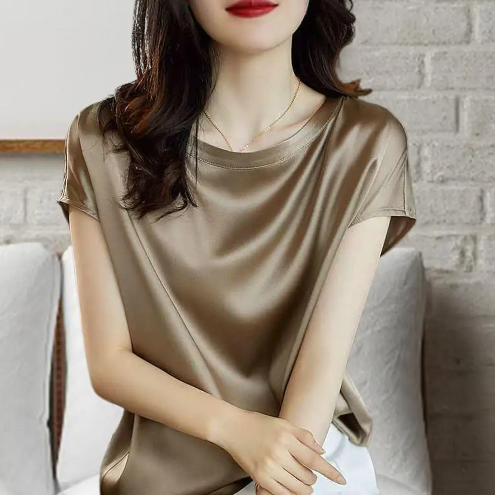 

Pullover Trendy Colorfast Crew Neck Lady Top Comfortable Lady T-shirt Solid Color Female Clothes