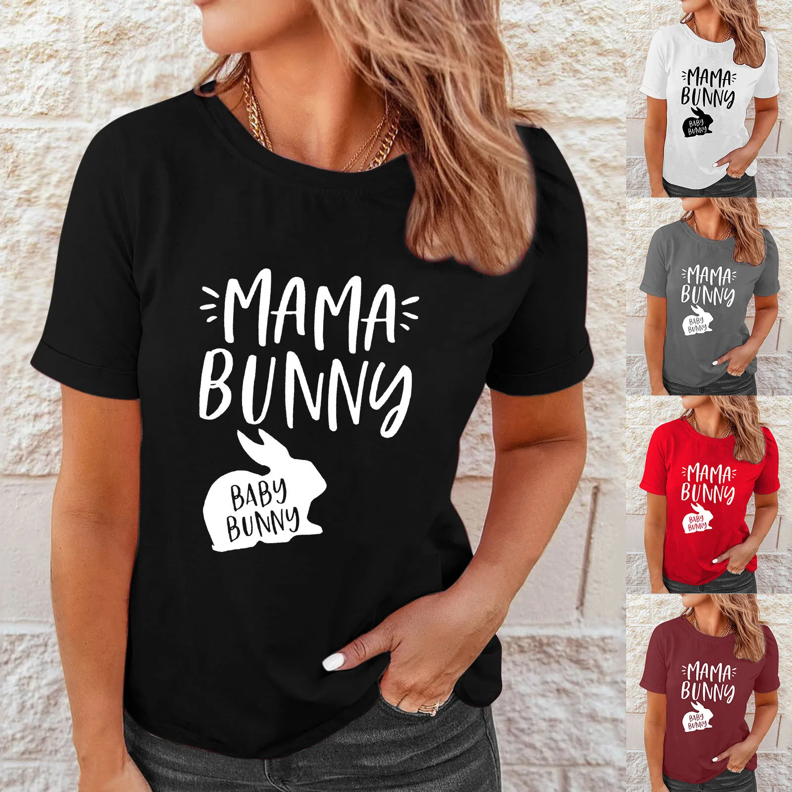 

Женский Повседневный Топ с коротким рукавом, футболка с пасхальным принтом и круглым вырезом, легкая женская майка с длинным рукавом