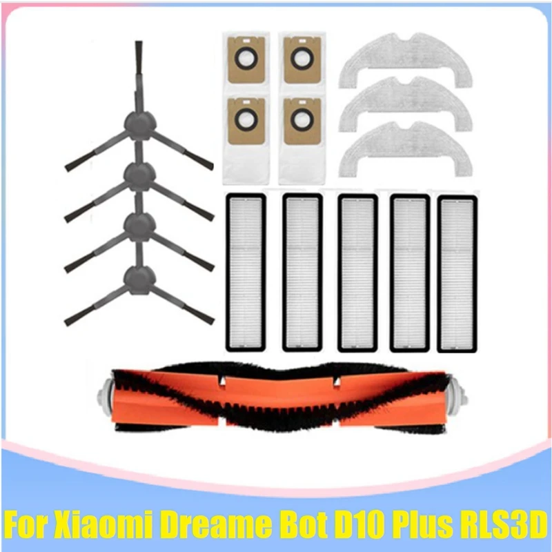 

17Pcs Kit For Xiaomi Dreame Bot D10 Plus RLS3D Robot Vacuum Cleaner HEPA Filter Mop Cloth Main Side Brush Dust Bag