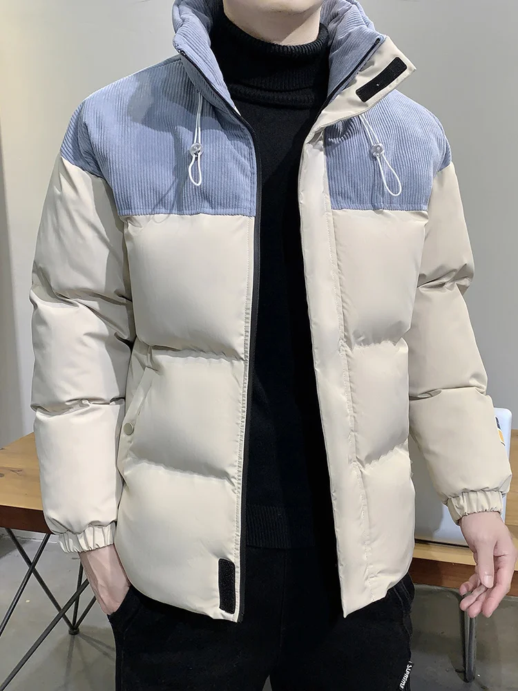 

2022 New Men's Winter Parka Warm Jacket Corduroy Patcwork Stand Collar Tick Termal Windbreaker Padded Coat Plus Size 8XL
