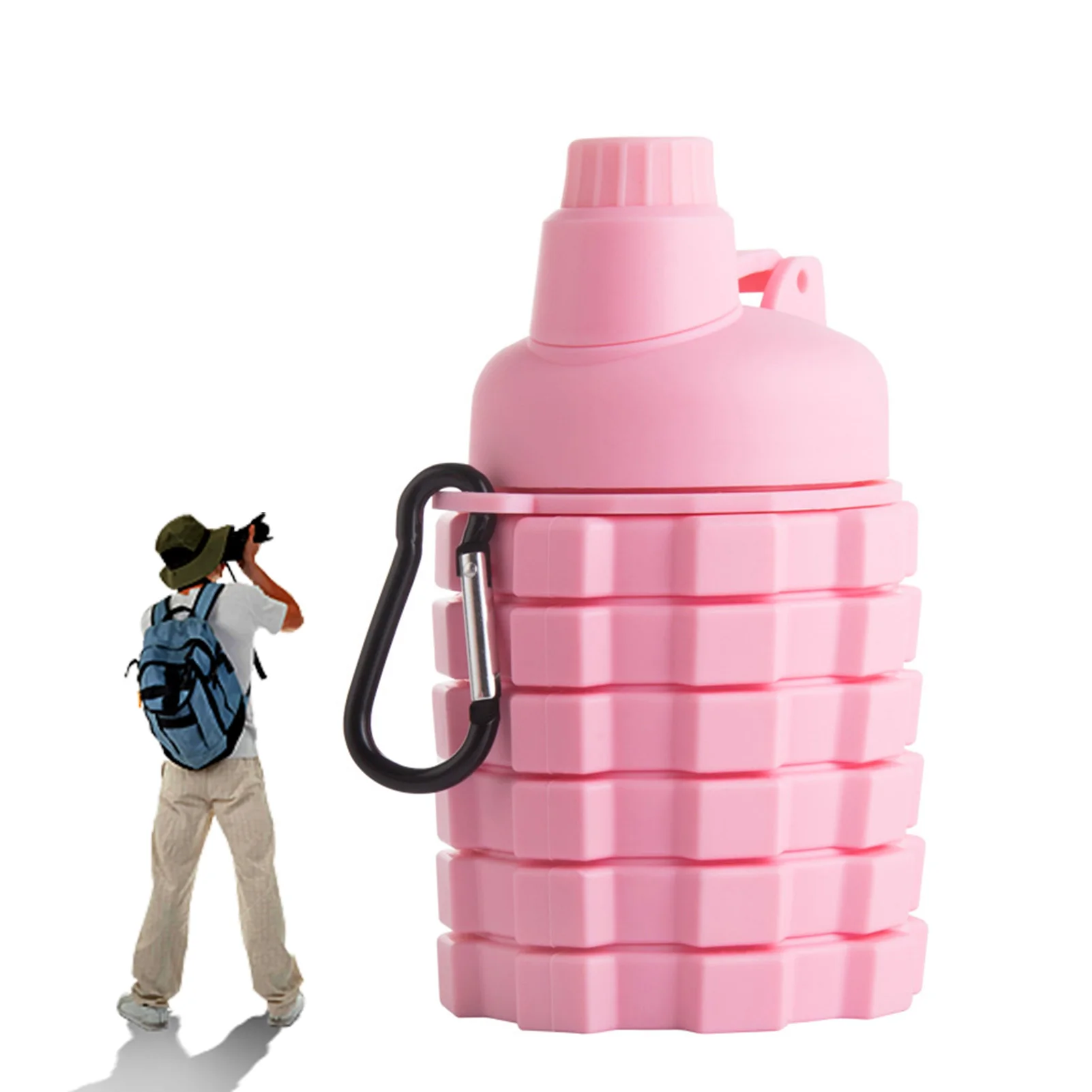 

Складная бутылка для воды, многоразовая силиконовая непротекаемая бутылка для воды, без БФА, с карабином, для путешествий