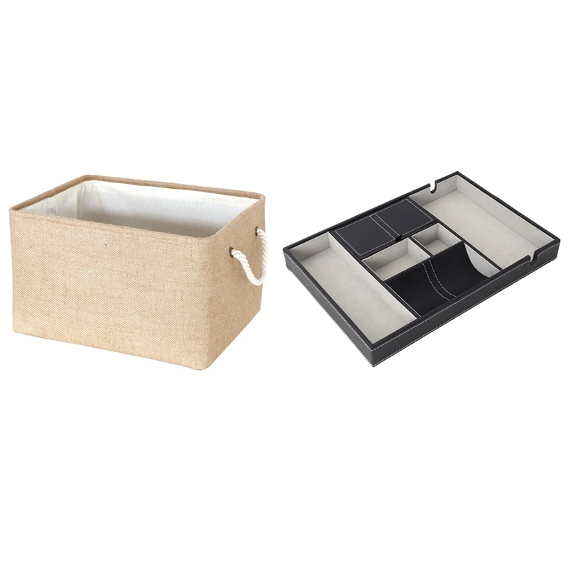 

Valet Tray For Men, EDC Tray, Nightstand Organizer & Collapsible Sturdy Cationic Fabric Storage Basket 41X33X25.5Cm