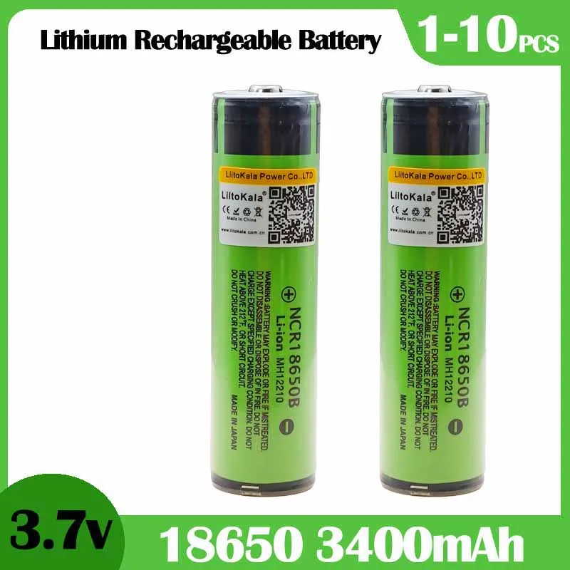Фото Новый 18650 3400 мАч 100% оригинальный LiitoKala 3,7 В NCR18650B 18650 3400 аккумуляторная батарея для фонарика, коммуникационных игрушек №2