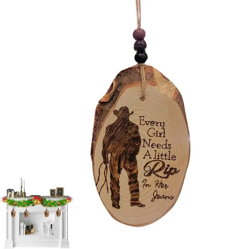 

Рождественское Ковбойское украшение, деревянный декор для рождественской елки, декоративный подвесной кулон для рождественской елки, для внутреннего и наружного декора