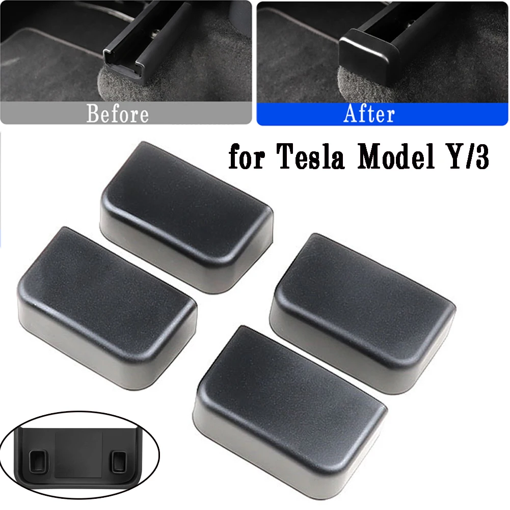 

4pcs Rear Seat Slide Rail Anti-Kick Plug Modified ABS+Rubber For Tesla Model Y/3 Replacement Accessories