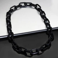 simple stainless steel black long chain necklace for women men accessories wholesale