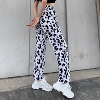 summer trousers 2021 women fashion white black zebra print loose all match high waist long pants with pockets bottoms casual new