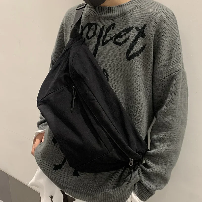 Модная мужская сумка через плечо большой вместимости поясная из материала Canva на