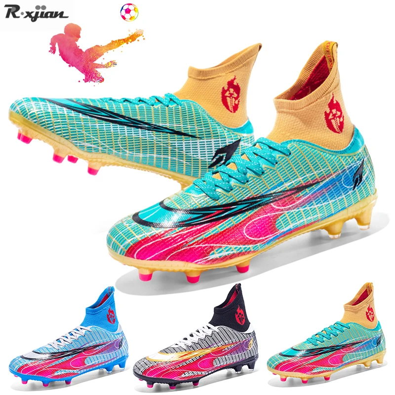 Quality Men Football Boots Aldult Kids Cleats Soccer Training Sneakers Professional Outdoor Sports Non-Slip AG/TF  Futsal Shoes images - 1