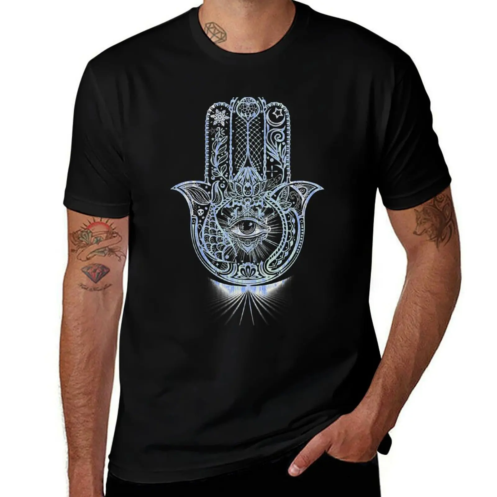 Фото Футболка Hamsa - Hand of Fatima, свободного кроя, больших размеров №1