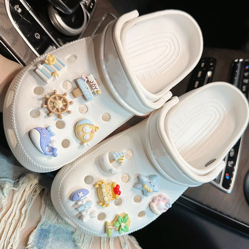 Милый мультяшный океанский стиль обувь с отверстиями подвески украшения летние