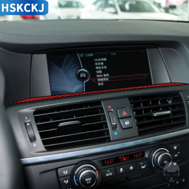 

Экран навигационного отображения передний выход воздуха над панелью обшивка отделка Настоящее углеродное волокно для BMW X3 F25 2011-2017 X4 F26 2014-2017