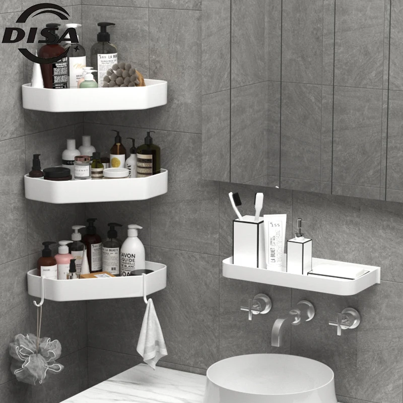 

Bathroom shelf corner perforation-free space aluminum bathroom triangle basket shower room storage wall rack
