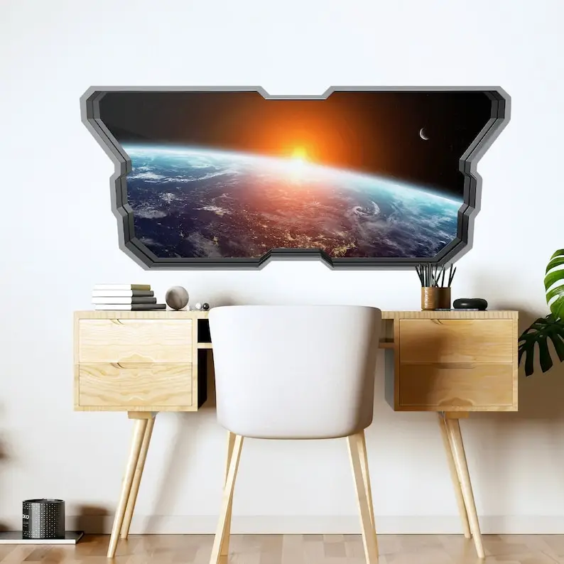 

3D Spaceship Window - 3d wall - 3D Wallpaper - 3d Wall Art - 3d Wall Stickers - Wall Sticker - Wall Decal - 3d Wallpaper - SKU:S