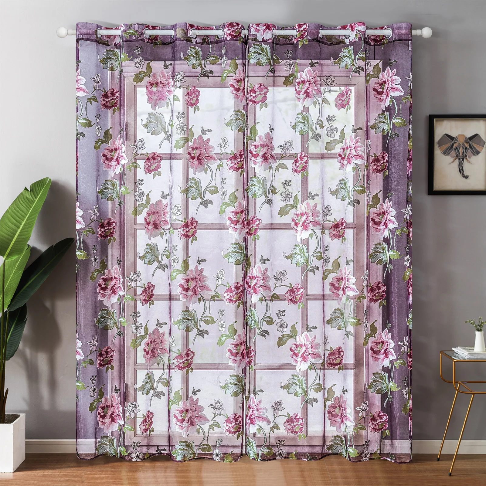 

Luxury Sheer Curtains for Living Room The Bedroom Kitchen Tulle for Windows Voile Yarn Curtains Curtains for Bedroom Purple