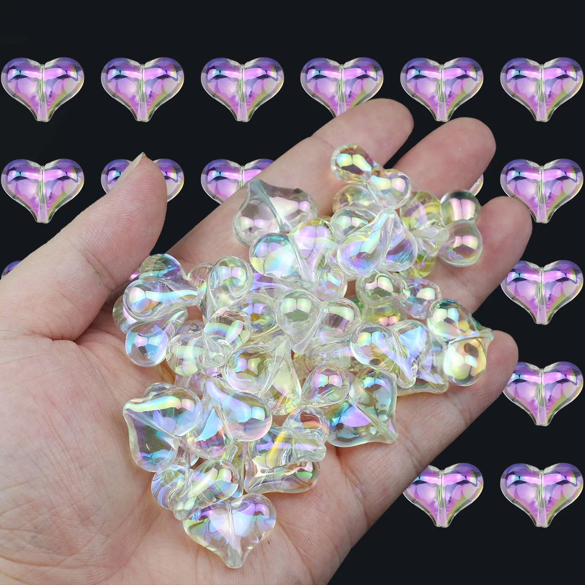 Прозрачные УФ-акриловые бусины в форме сердца разделители свободные для